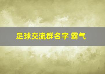 足球交流群名字 霸气